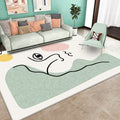 Sikunuo | Stylish Green Modernist Area Rug Polyester Abstract Rug Washable Pet-Friendly Non-Slip Carpet for Living Room