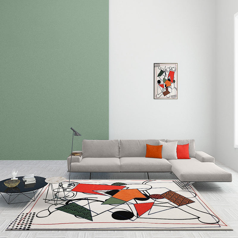 Sikunuo | Multicolor Abstract Rug Polyester Modern Rug Washable Non-Slip Pet-Friendly Rug for the Living Room