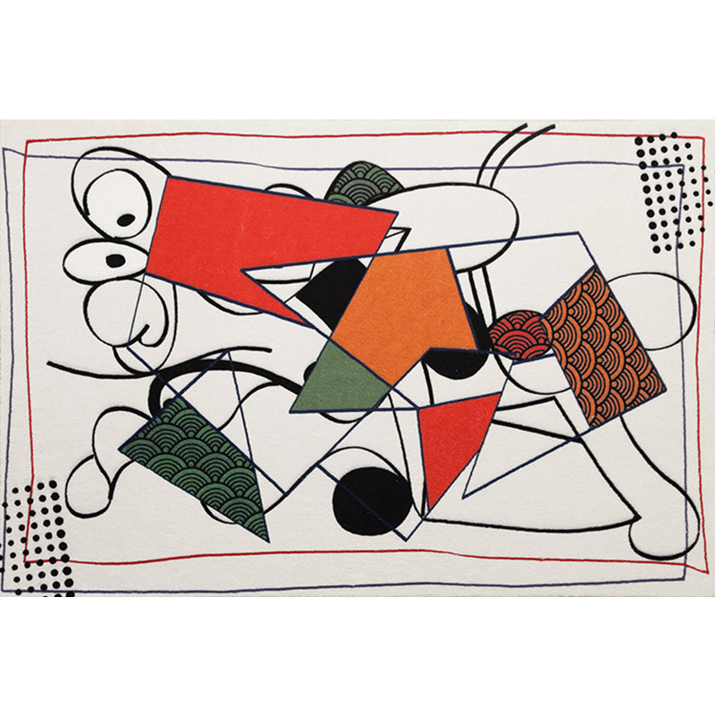 Sikunuo | Multicolor Abstract Rug Polyester Modern Rug Washable Non-Slip Pet-Friendly Rug for the Living Room