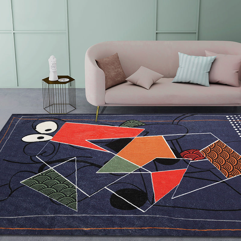 Sikunuo | Multicolor Abstract Rug Polyester Modern Rug Washable Non-Slip Pet-Friendly Rug for the Living Room