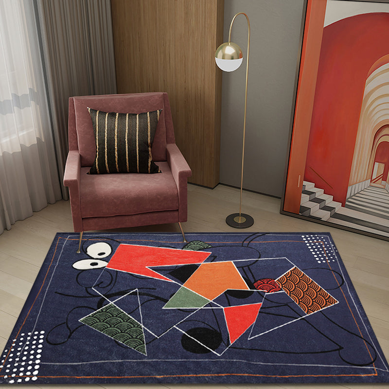 Sikunuo | Multicolor Abstract Rug Polyester Modern Rug Washable Non-Slip Pet-Friendly Rug for the Living Room