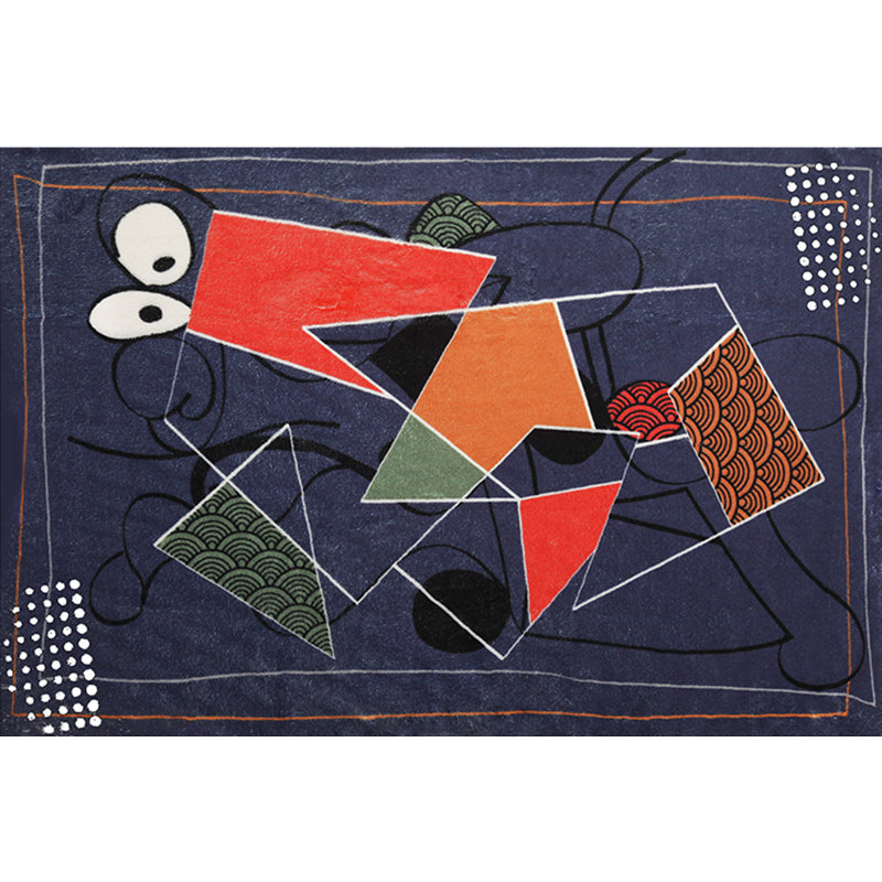 Sikunuo | Multicolor Abstract Rug Polyester Modern Rug Washable Non-Slip Pet-Friendly Rug for the Living Room