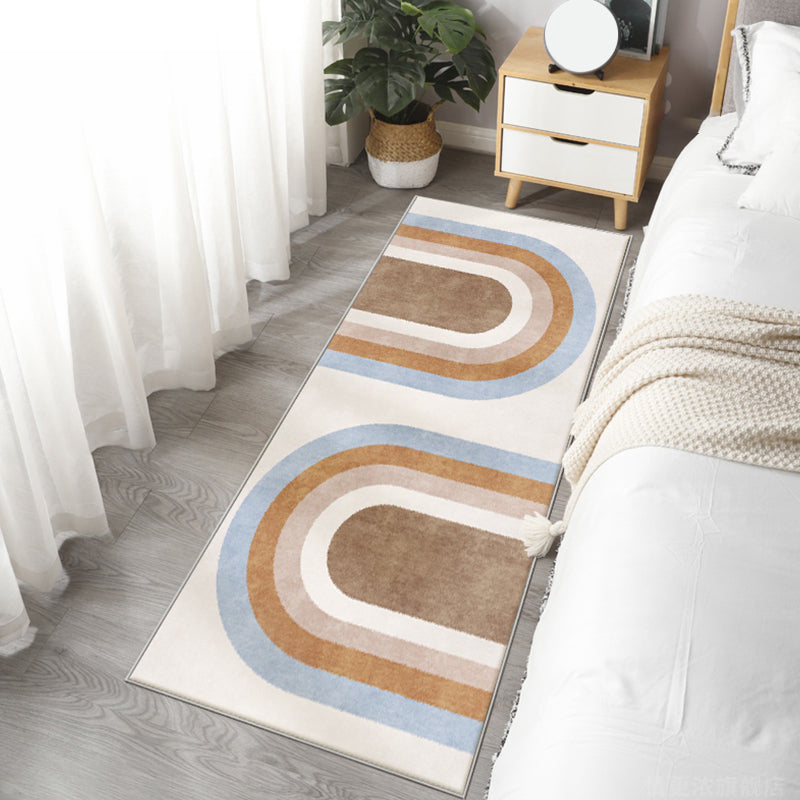 Sikunuo | Stylish brown Nordic carpet polyester geometric pattern carpet washable pet-friendly non-slip carpet for the living room