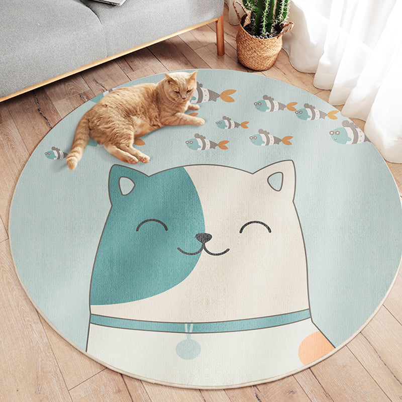 Sikunuo | Unique Multicolor Kids Rug Polyester Animal Pattern Rug Washable Pet-Friendly Non-Slip Carpet for the Children's Room