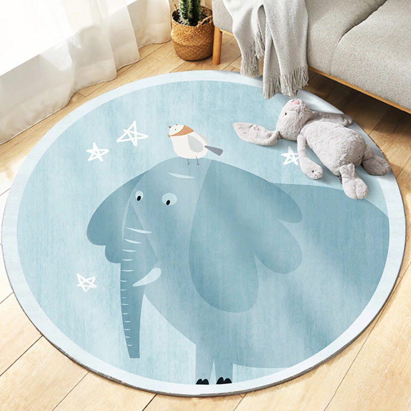 Sikunuo | Unique Multicolor Kids Rug Polyester Animal Pattern Rug Washable Pet-Friendly Non-Slip Carpet for the Children's Room