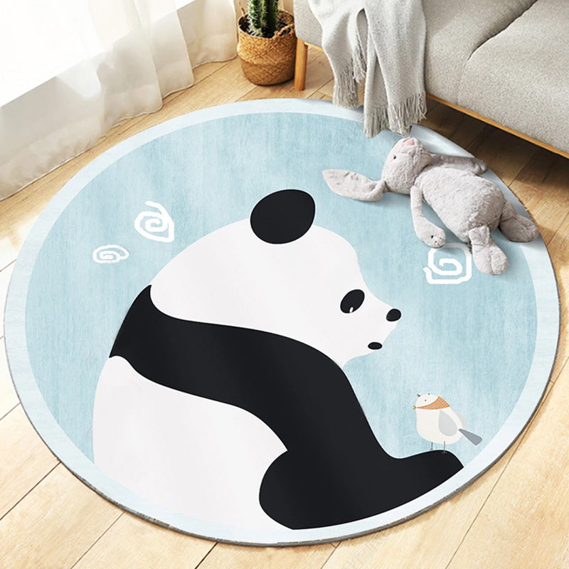 Sikunuo | Unique Multicolor Kids Rug Polyester Animal Pattern Rug Washable Pet-Friendly Non-Slip Carpet for the Children's Room
