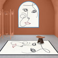 Sikunuo | Beige Abstract Rug Polyester Modern Rug Washable Non-Slip Pet-Friendly Area Rug for the Living Room