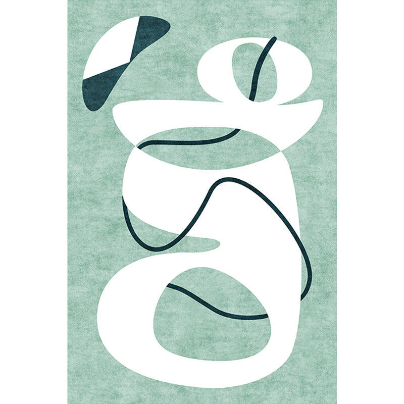 Sikunuo | Novelty Abstract Rug Green Polyester Rug Non-Slip Back Washable Pet-Friendly Rug for Home