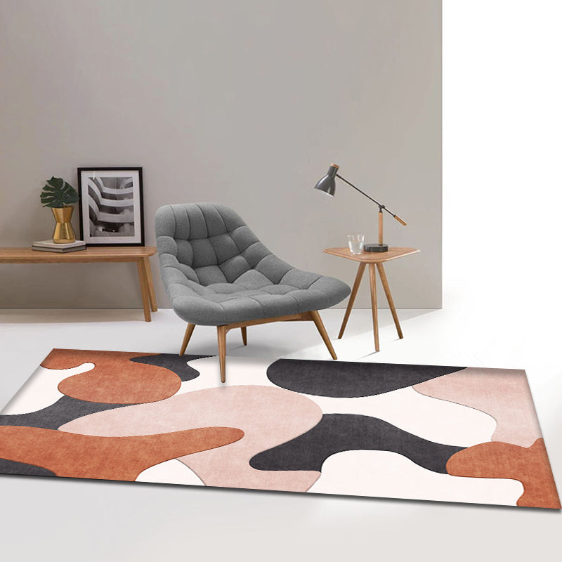 Sikunuo | Modern Colorblock Rug Multicolored Polyester Rug Non-slip Backing Washable Pet-friendly Rug for Home
