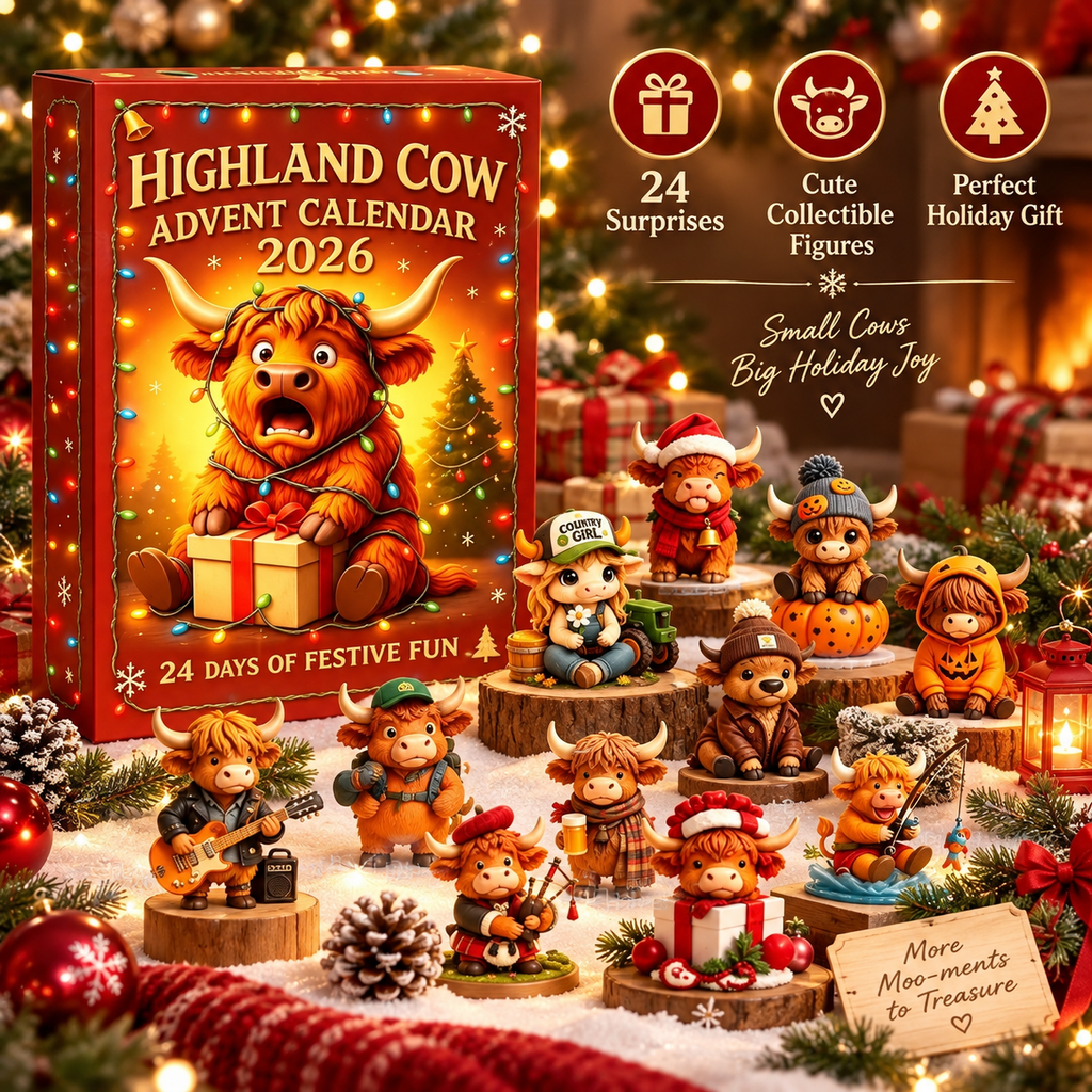 🐮🎄 Highland Cow Advent Calendar 2026 – 24-Day Collectible Figurine Countdown