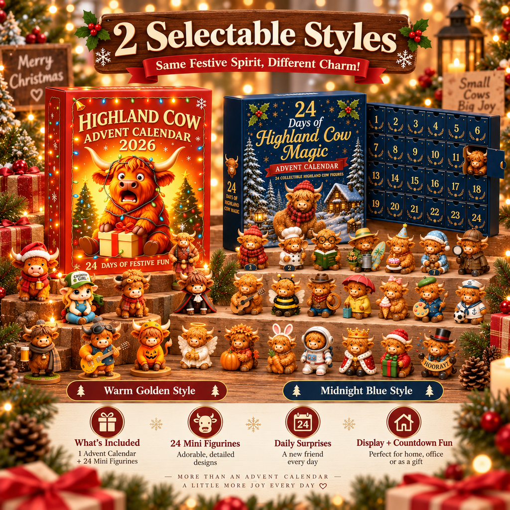 🐮🎄 Highland Cow Advent Calendar 2026 – 24-Day Collectible Figurine Countdown