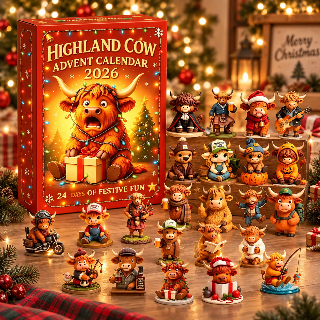 🐮🎄 Highland Cow Advent Calendar 2026 – 24-Day Collectible Figurine Countdown