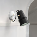 Sikunuo | Black/White Cone Wall Lamp Vintage Iron 1-Head Living Room Adjustable Wall Light Lighting Fixture