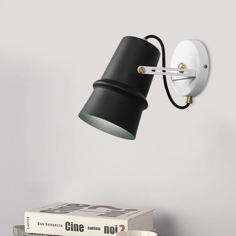 Sikunuo | Black/White Cone Wall Lamp Vintage Iron 1-Head Living Room Adjustable Wall Light Lighting Fixture