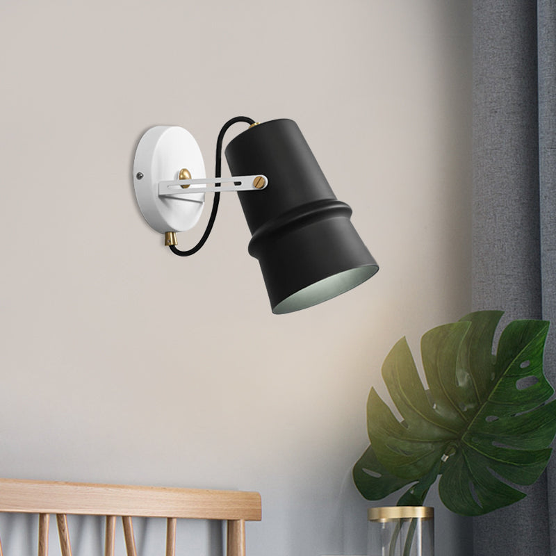 Sikunuo | Black/White Cone Wall Lamp Vintage Iron 1-Head Living Room Adjustable Wall Light Lighting Fixture