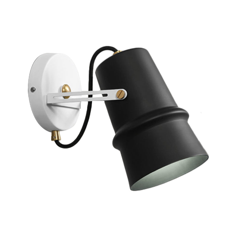 Sikunuo | Black/White Cone Wall Lamp Vintage Iron 1-Head Living Room Adjustable Wall Light Lighting Fixture