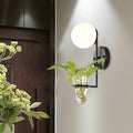 Sikunuo | 1 Bulb Wall Lamp Industrial Global Cream/Smoke Grey Glass Wall Light in Black/Gold with Clear Glass Plant Cup