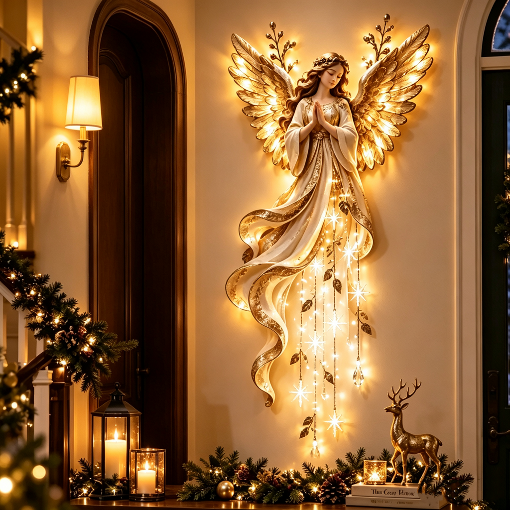 ✨Blessing Guardian Angel Lighted Wall Decor | Starfall Cascade Christmas Hanging