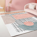 Sikunuo | Multicolor Living Room Rug Modernist Geometric and Striped Pattern Rug Polyester Washable Non-Slip Back Pet-Friendly Rug