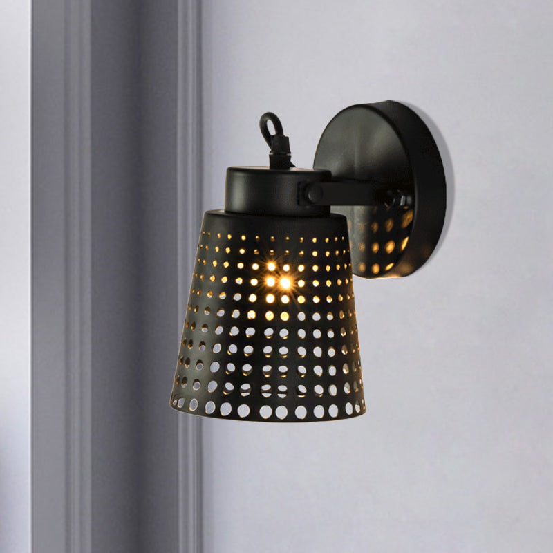 Sikunuo | Steel Wall Lamp with Hollow Design Industry 1/2/3-Head Indoor Rotating Wall Lamp in Black