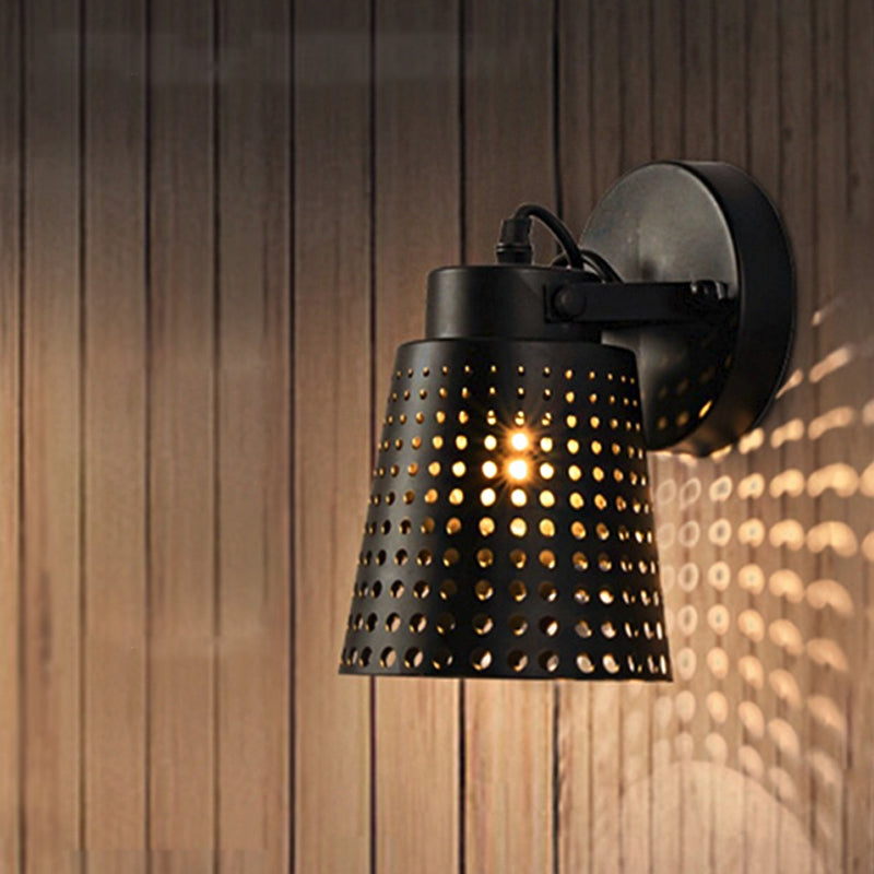 Sikunuo | Steel Wall Lamp with Hollow Design Industry 1/2/3-Head Indoor Rotating Wall Lamp in Black