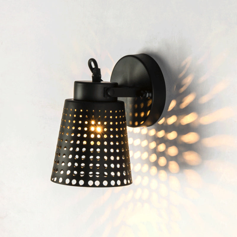Sikunuo | Steel Wall Lamp with Hollow Design Industry 1/2/3-Head Indoor Rotating Wall Lamp in Black