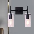 Sikunuo | Clear Glass Tube Wall Lighting Kitchen Bathroom 2 Lights Antique Wall Lamp in Black