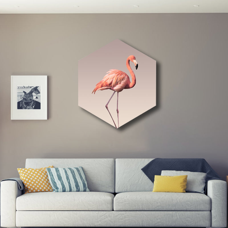 Sikunuo | Flamingo Canvas Print Home Interior Photography Tropical Animal Wall Art in Pink, Layered