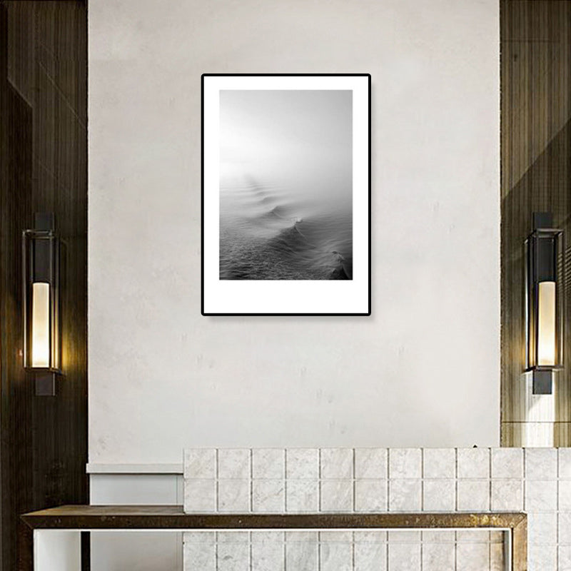 Sikunuo | Tropical Rocky Bay Seascape Canvas Print Dark Color Texture Wall Art for the Living Room