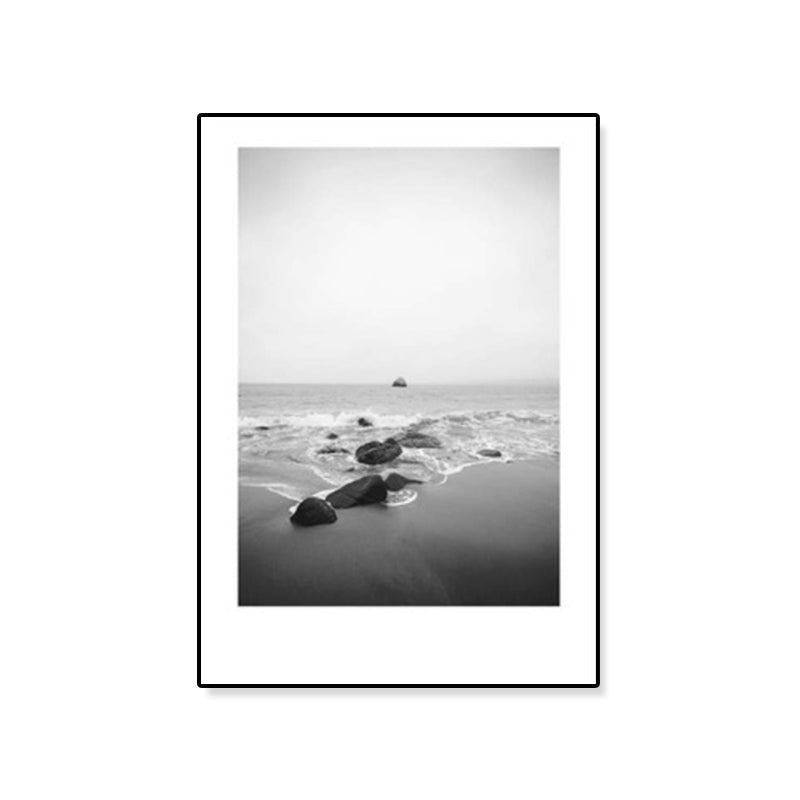 Sikunuo | Tropical Rocky Bay Seascape Canvas Print Dark Color Texture Wall Art for the Living Room