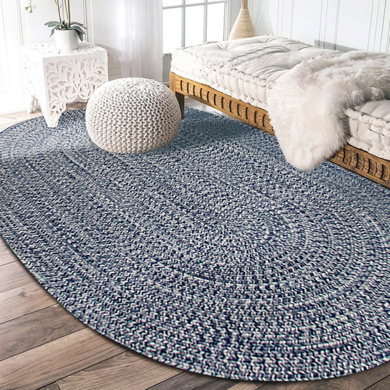 Sikunuo | Country Solid Color Carpet Blue Polypropylene Carpet Non-Slip Back Washable Pet-Friendly Rug for Home