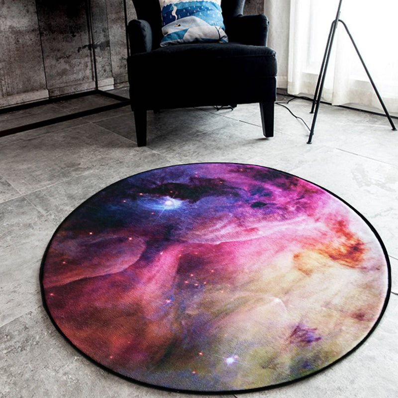 Sikunuo | Black Galaxy Pattern Rug Polyester Novelty Rug Washable Non-Slip Pet Friendly Area Rug for Bedroom