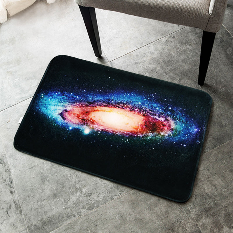 Sikunuo | Creative Blue Contemporary Carpet Polyester Galaxy Pattern Carpet Washable Pet-Friendly Anti-Slip Rug for Children's Room