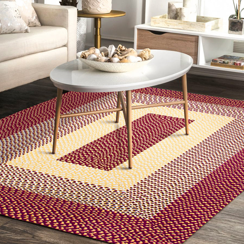 Sikunuo | Unique Rustic Floor Mat Cotton Geometric Pattern Rug Washable Pet Friendly Non-Slip Carpet for Living Room