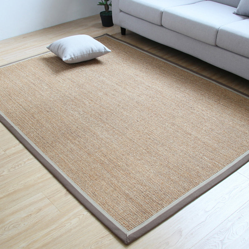 Sikunuo | Simple Rustic Carpet Brown Solid Carpet Washable Pet Friendly Non-Slip Back Rug for the Living Room