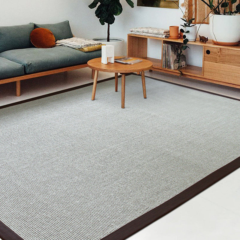 Sikunuo | Rural Solid Color Carpet Gray Jute Carpet Washable Pet Friendly Non-Slip Back Area Rug for Living Room