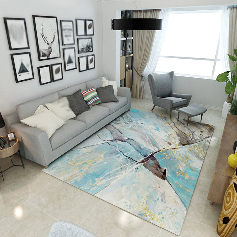 Sikunuo | Multicolor Abstract Carpet Polyester Industrial Carpet Pet Friendly Washable Non-Slip Rug for Living Room