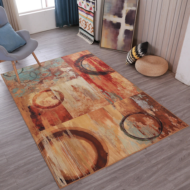 Sikunuo | Multicolor Abstract Carpet Polyester Industrial Carpet Pet Friendly Washable Non-Slip Rug for Living Room
