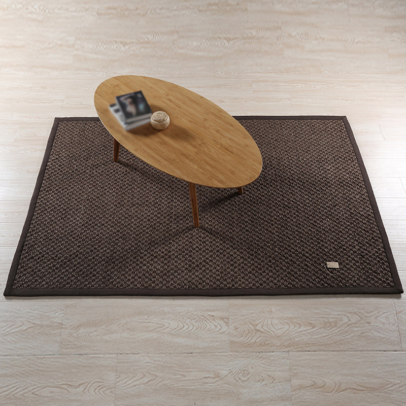Sikunuo | Rustic Solid Color Rug Dark Brown Sisal Rug Non-slip Pet Friendly Washable Area Rug for Living Room