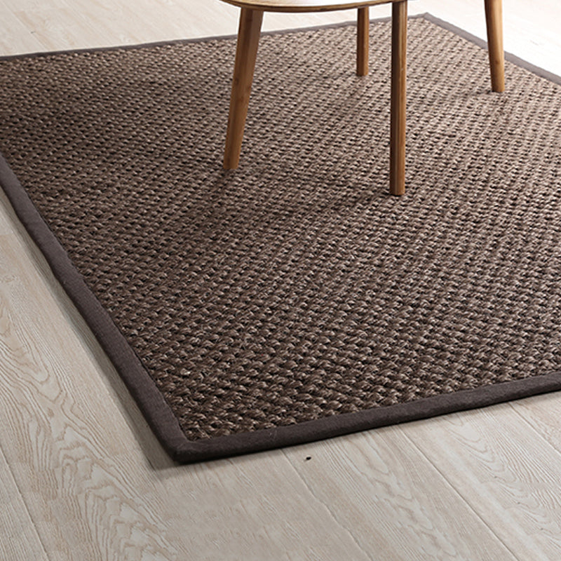 Sikunuo | Rustic Solid Color Rug Dark Brown Sisal Rug Non-slip Pet Friendly Washable Area Rug for Living Room
