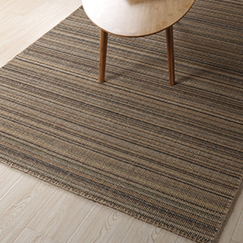 Sikunuo | Brown Living Room Rug Landscape Striped Pattern Rug Jute Washable Anti-Slip Flooring Pet-Friendly Rug