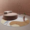 Sikunuo | Modernist Color Block Carpet Brown Polyester Carpet Non-Slip Pet-Friendly Washable Area Rug for Living Room