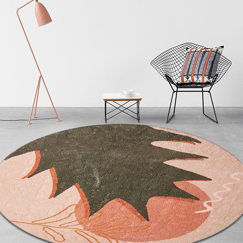 Sikunuo | Red and Pink Abstract Carpet Polyester Modern Carpet Pet-Friendly Washable Non-Slip Carpet for the Living Room