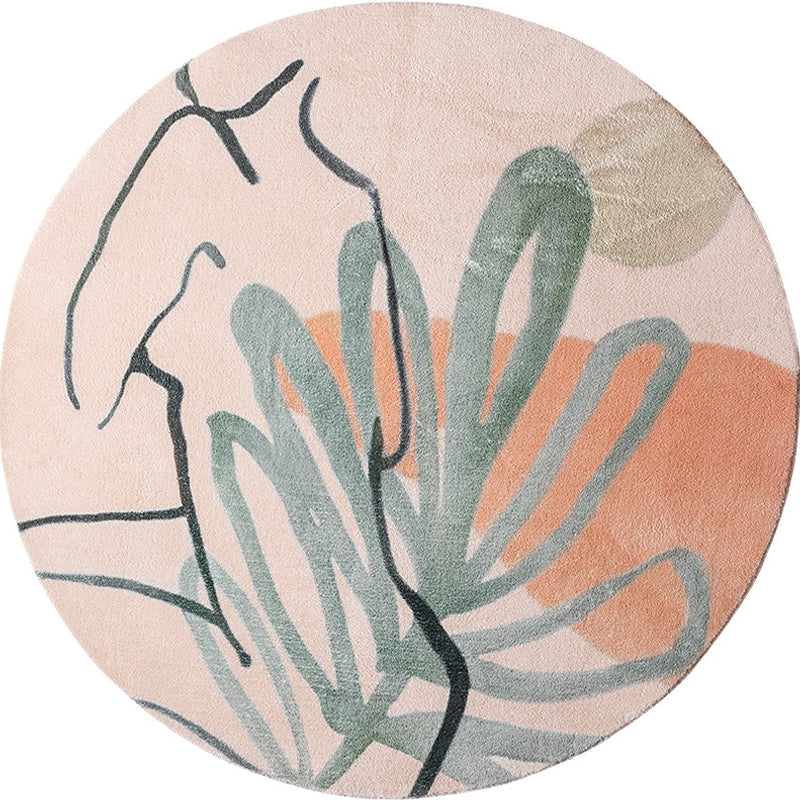 Sikunuo | Red and Pink Abstract Carpet Polyester Modern Carpet Pet-Friendly Washable Non-Slip Carpet for the Living Room