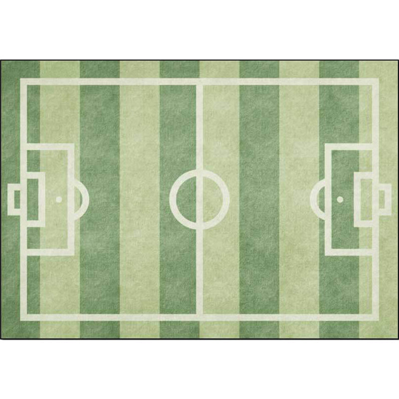 Sikunuo | Creative Football Field Pattern Rug Green Kids Rug Polyester Pet Friendly Washable Non-slip Area Rug for Decoration