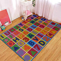 Sikunuo | Multicolored Letter Pattern Rug Polyester Kids Rug Pet Friendly Washable Non-Slip Rug for the Bedroom