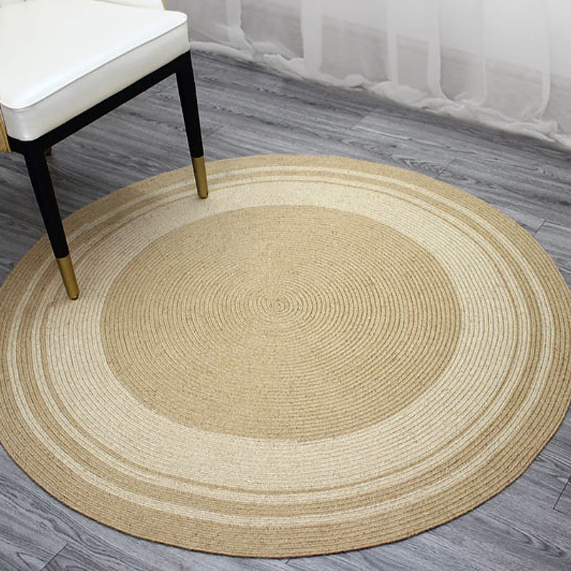 Sikunuo | Brown Bedroom Carpet Rustic Circular Pattern Rug Sisal Washable Non-Slip Backing Pet-Friendly Rug