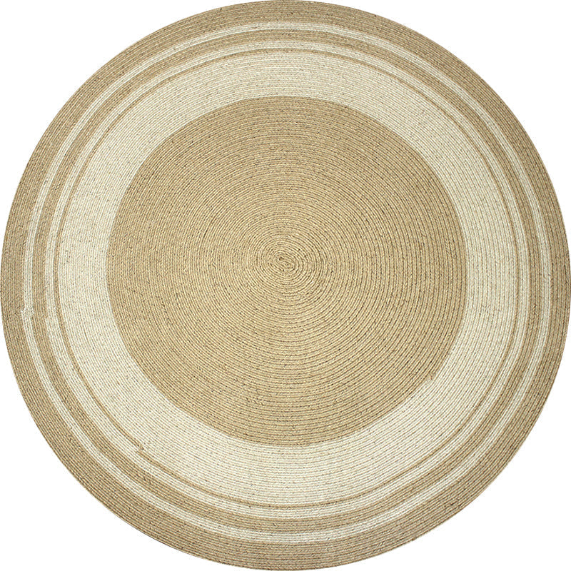 Sikunuo | Brown Bedroom Carpet Rustic Circular Pattern Rug Sisal Washable Non-Slip Backing Pet-Friendly Rug