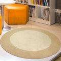 Sikunuo | Brown Bedroom Carpet Rustic Circular Pattern Rug Sisal Washable Non-Slip Backing Pet-Friendly Rug