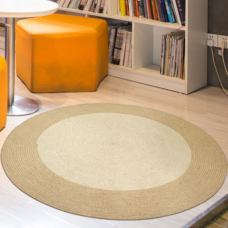 Sikunuo | Brown Bedroom Carpet Rustic Circular Pattern Rug Sisal Washable Non-Slip Backing Pet-Friendly Rug